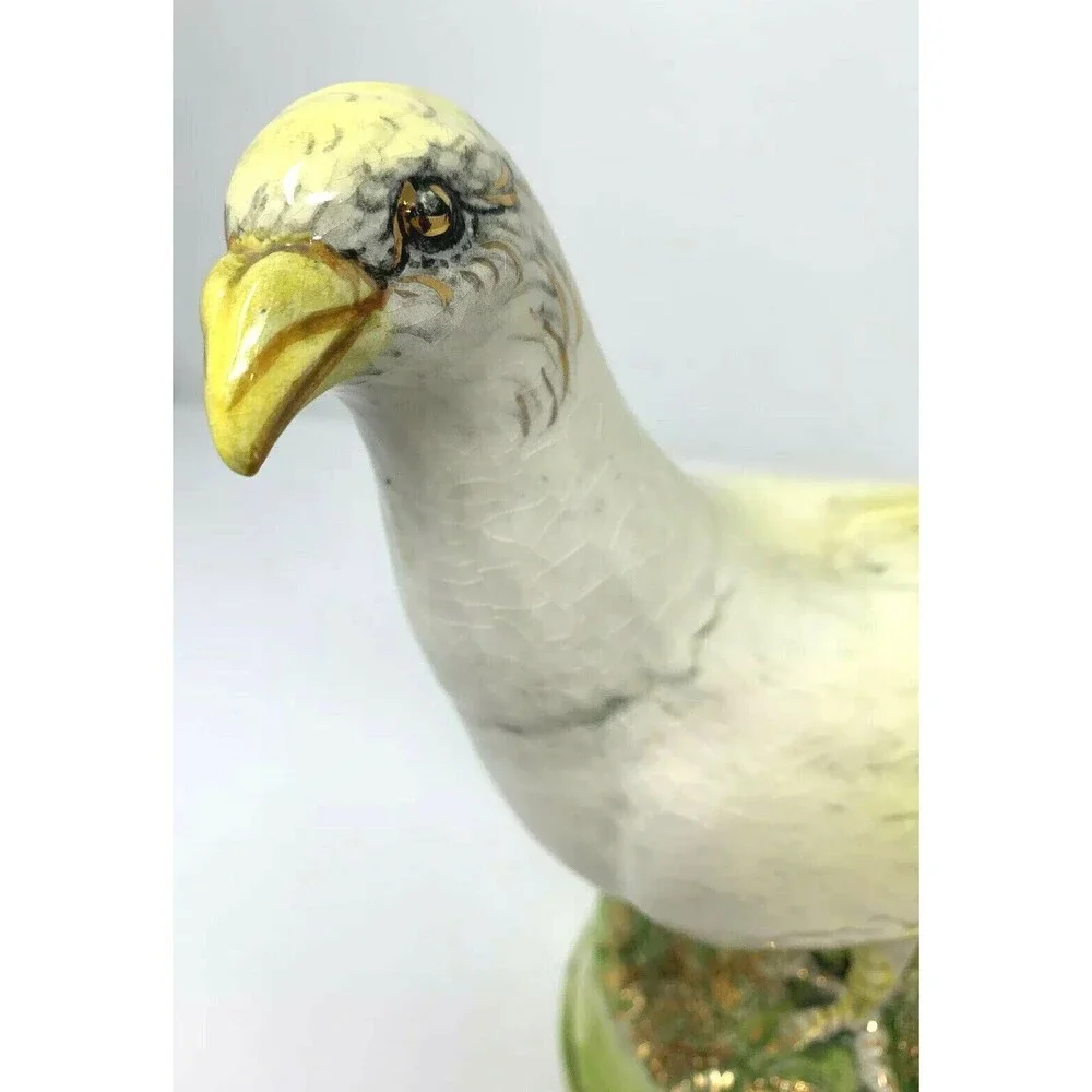 Vintage Freeman Leidy Majolica Ceramic Bird Sculpture 9 3/4